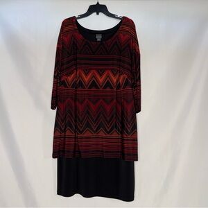 Covington Black & Red Layered Tunic Dress | Size 2X | EUC